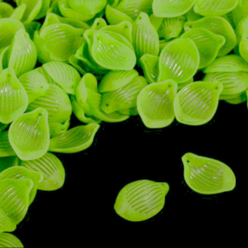 Acrylic Beads, Petal, Opaque, Frosted, Spring Green, 16mm - BEADED CREATIONS