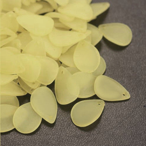 Acrylic Beads, Petals, Frosted, Light Yellow, 17mm - BEADED CREATIONS