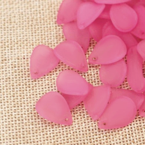 Acrylic Beads, Petals, Frosted, Pink, 17mm - BEADED CREATIONS