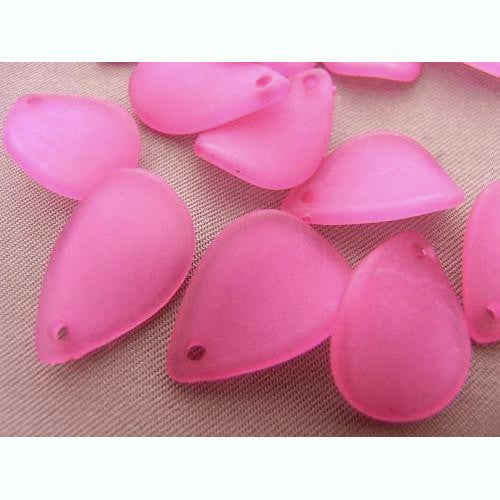 Acrylic Beads, Petals, Frosted, Pink, 17mm - BEADED CREATIONS
