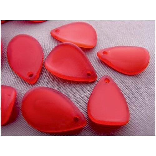 Acrylic Beads, Petals, Frosted, Red, 17mm - BEADED CREATIONS