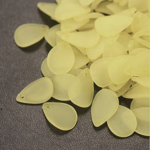 Acrylic Beads, Petals, Frosted, Yellow, 17mm - BEADED CREATIONS