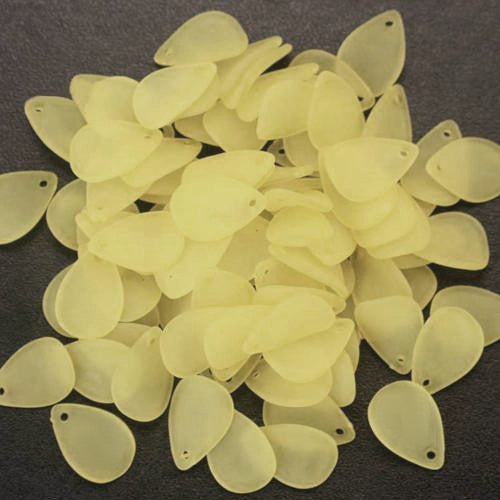 Acrylic Beads, Petals, Frosted, Yellow, 17mm - BEADED CREATIONS