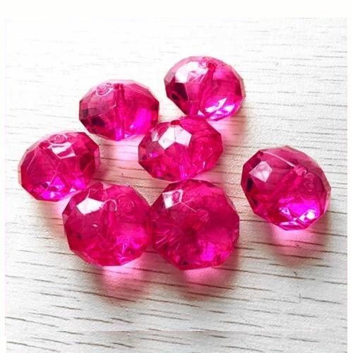 Acrylic Beads, Rondelle, Faceted, Fuchsia, 12mm - BEADED CREATIONS