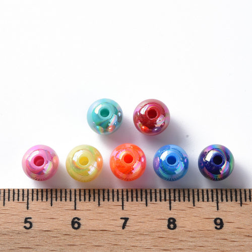 Acrylic Beads, Round, AB, Assorted, Bright, 8mm - BEADED CREATIONS