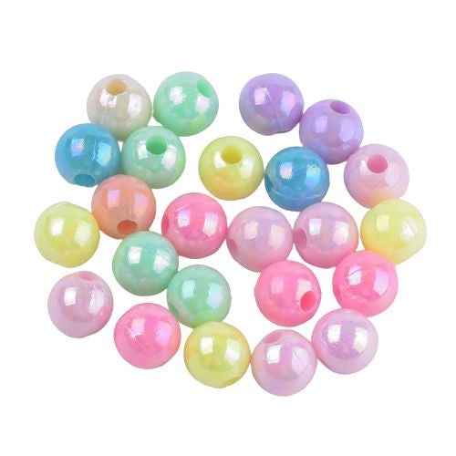Acrylic Beads, Round, AB, Assorted, Pastel, 8mm - BEADED CREATIONS