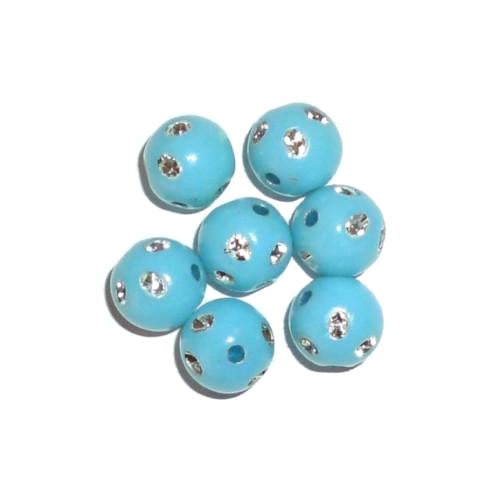 Acrylic Beads, Round, Bubblegum, Aqua Blue, Bling, 8mm - BEADED CREATIONS