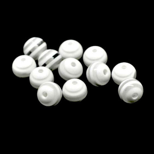 Acrylic Beads, Round, Bubblegum, White, Striped, 10mm - BEADED CREATIONS