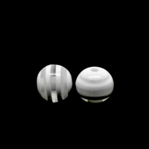 Acrylic Beads, Round, Bubblegum, White, Striped, 10mm - BEADED CREATIONS