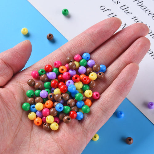 Acrylic Beads, Round, Opaque, Mixed Colors, 6mm - BEADED CREATIONS