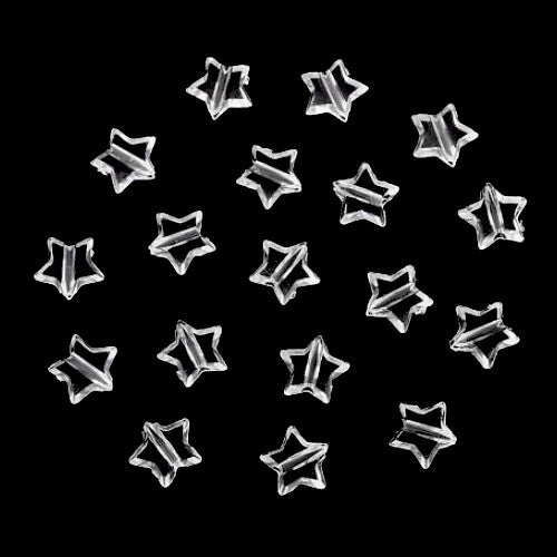 Acrylic Beads, Star, Clear, 33mm - BEADED CREATIONS