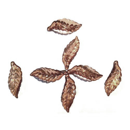 Acrylic Beads, Transparent, Leaves, Dark Brown, 28mm - BEADED CREATIONS