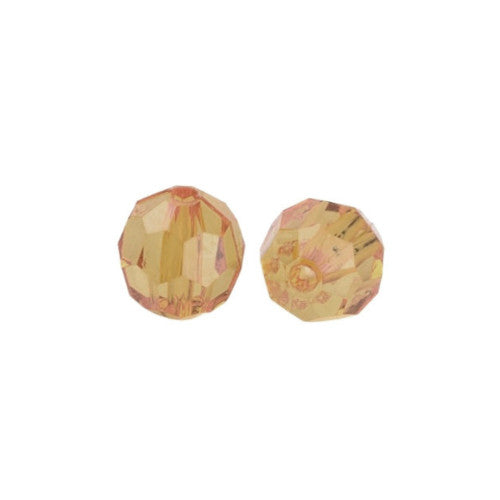Acrylic Beads, Transparent, Round, Faceted, Peach, 12mm - BEADED CREATIONS