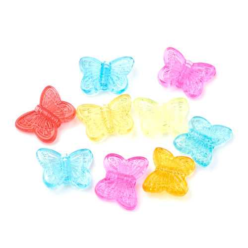 Acrylic Beads, Butterfly, Transparent, Mixed Colors, 11mm - BEADED CREATIONS
