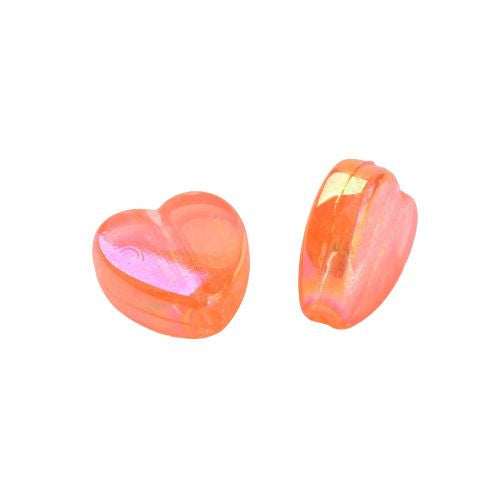 Acrylic Beads, Heart, Orange AB, 9mm - BEADED CREATIONS