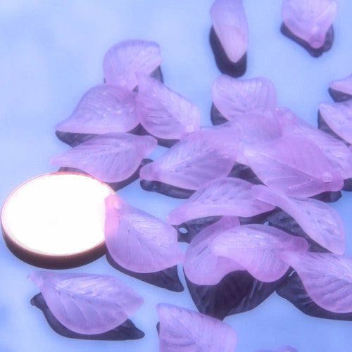 Acrylic Beads, Leaf, Frosted, Lilac, 18mm - BEADED CREATIONS