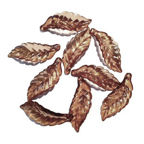 Acrylic Beads, Leaf, Transparent, Dark Brown, 28mm - BEADED CREATIONS