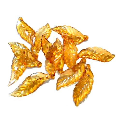 Acrylic Beads, Leaf, Transparent, Dark Orange, 28mm - BEADED CREATIONS