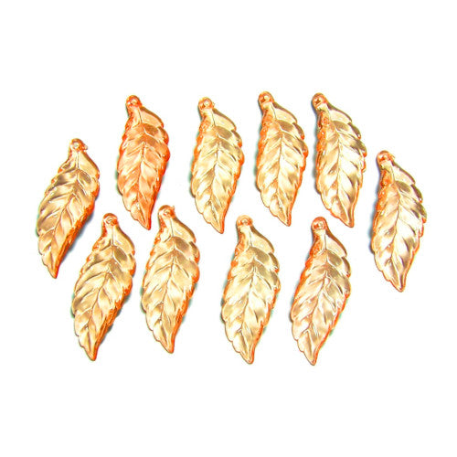 Acrylic Beads, Leaf, Transparent, Light Orange, 28mm - BEADED CREATIONS