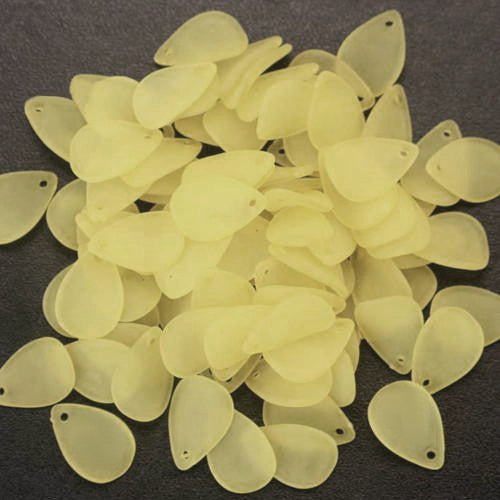 Acrylic Beads, Petals, Frosted, Light Yellow, 17mm - BEADED CREATIONS