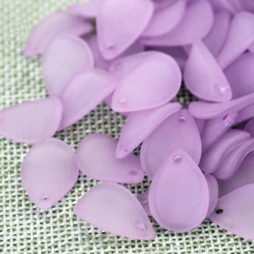 Acrylic Beads, Petals, Frosted, Lilac, 17mm - BEADED CREATIONS