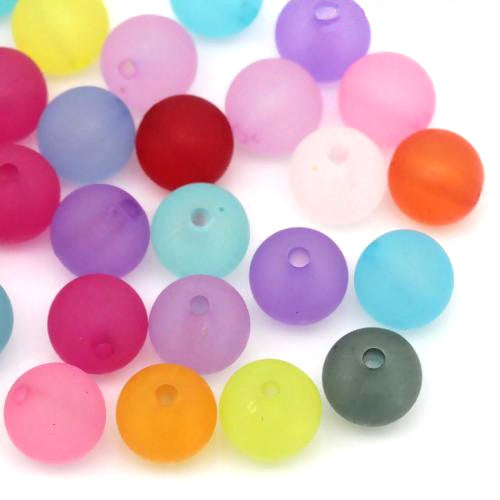 Acrylic Beads, Round, Frosted, Mixed Colors, 10mm - BEADED CREATIONS