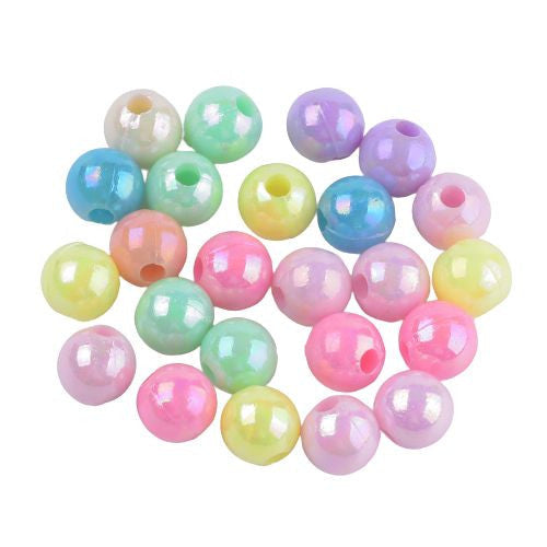 Acrylic Beads, Round, Mixed, Pastel Colors, 8mm - BEADED CREATIONS