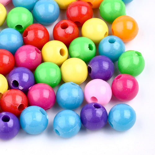 Acrylic Beads, Round, Opaque, Bright Colors, Mixed, 8mm - BEADED CREATIONS