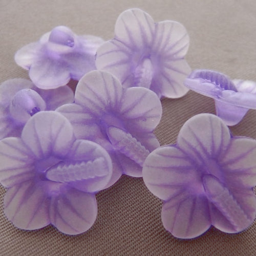 Acrylic Button Beads, 5-Petal, Flower, Frosted, Lilac, 16mm - BEADED CREATIONS