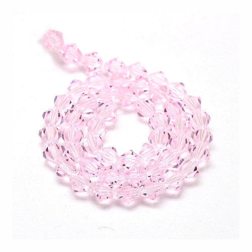 Austrian Crystal Glass Beads, Bicone, Pink, 3mm - BEADED CREATIONS