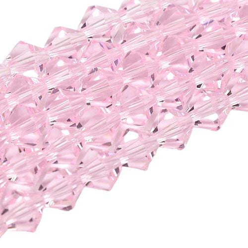 Austrian Crystal Glass Beads, Bicone, Pink, 3mm - BEADED CREATIONS