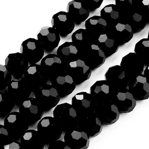 Austrian Crystal Glass Beads, Round, Faceted, Black, 8mm - BEADED CREATIONS