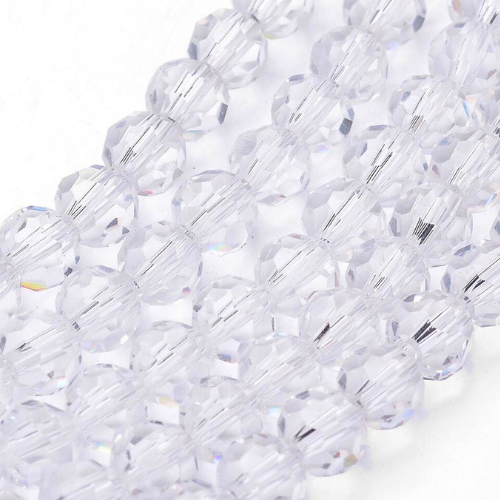 Austrian Crystal Glass Beads, Round, Faceted, Clear, 8mm - BEADED CREATIONS