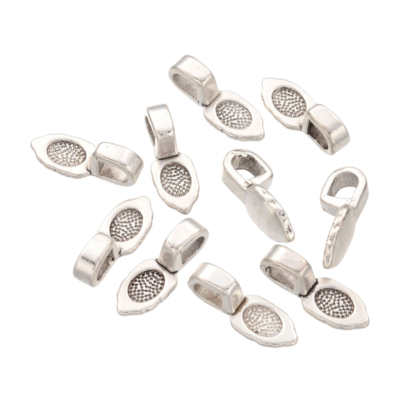 Bails, Glue-On, Spade, Flat Base, Antique Silver, Alloy, 16mm - BEADED CREATIONS