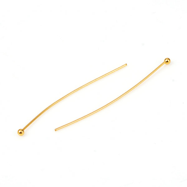 Ball Head Pins, Stainless Steel, Gold Plated, 22 Gauge, 40mm - BEADED CREATIONS
