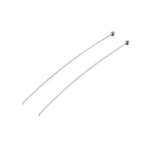 Ball Head Pins, Stainless Steel, Silver, 21 Gauge, 50mm - BEADED CREATIONS