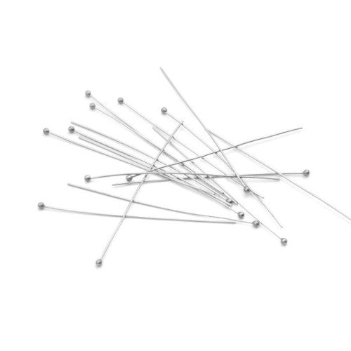 Ball Head Pins, Stainless Steel, Silver, 24 Gauge, 49mm - BEADED CREATIONS