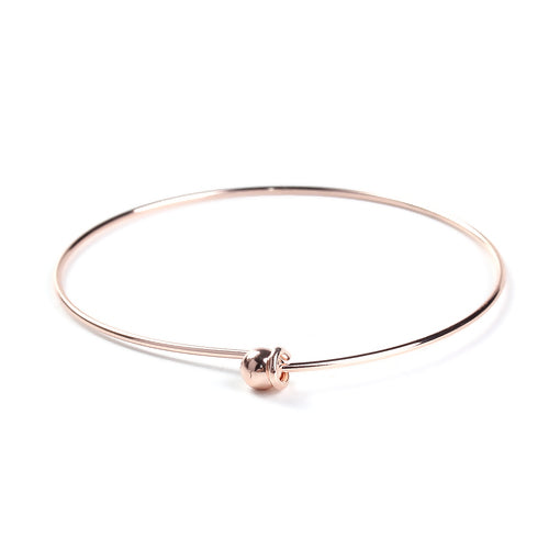 Bangles, Brass, Charm Bangles, Single Bar, With Removable Ball End Cap, Rose Gold, 22cm - BEADED CREATIONS