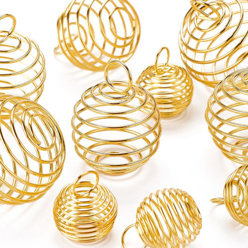 Bead Cage, Spiral, With Polishing Cloth, Golden, Alloy, 3 Sizes - BEADED CREATIONS