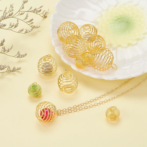 Bead Cage, Spiral, With Polishing Cloth, Golden, Alloy, 3 Sizes - BEADED CREATIONS