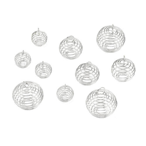 Bead Cage, Spiral, With Polishing Cloth, Silver Tone, Alloy, 15-25mm - BEADED CREATIONS