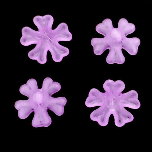 Bead Caps, Acrylic, 5-Petal Flower, Frosted, Lilac, 15mm - BEADED CREATIONS