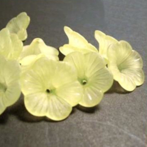 Bead Caps, Acrylic, 6-Petal Flower, Frosted, Light Yellow, 19mm - BEADED CREATIONS