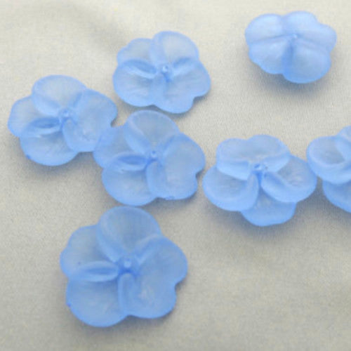 Bead Caps, Acrylic, Blue, Frosted, 4-Petal, Flower, 21mm - BEADED CREATIONS