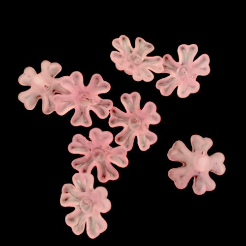 Bead Caps, Acrylic, Frosted, 5-Petal, Flower, Pink, 15mm - BEADED CREATIONS