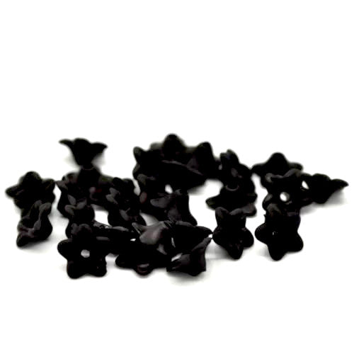 Bead Caps, Acrylic, Frosted, Black, Lily, Flower, 10mm - BEADED CREATIONS