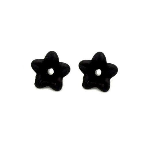 Bead Caps, Acrylic, Lily Flower, Frosted, Black, 10mm - BEADED CREATIONS