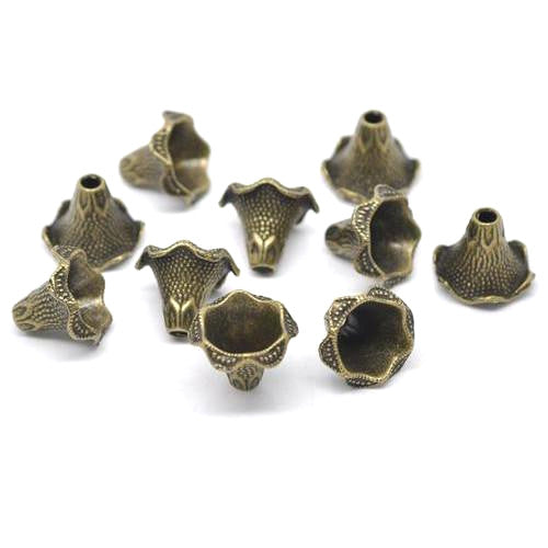 Bead Caps, Petunia Flower, Antique Bronze, Alloy, 22mm - BEADED CREATIONS