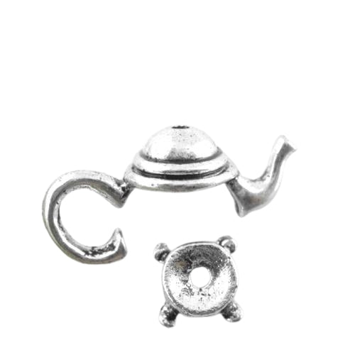 Bead Caps, Teapot, Two Piece, Antique Silver, Alloy, 21mm, Fits 10mm Beads - BEADED CREATIONS