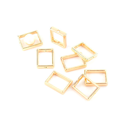 Bead Frames, Golden, Alloy, 15mm, Rectangle, Fits Up To 8mm Bead - BEADED CREATIONS